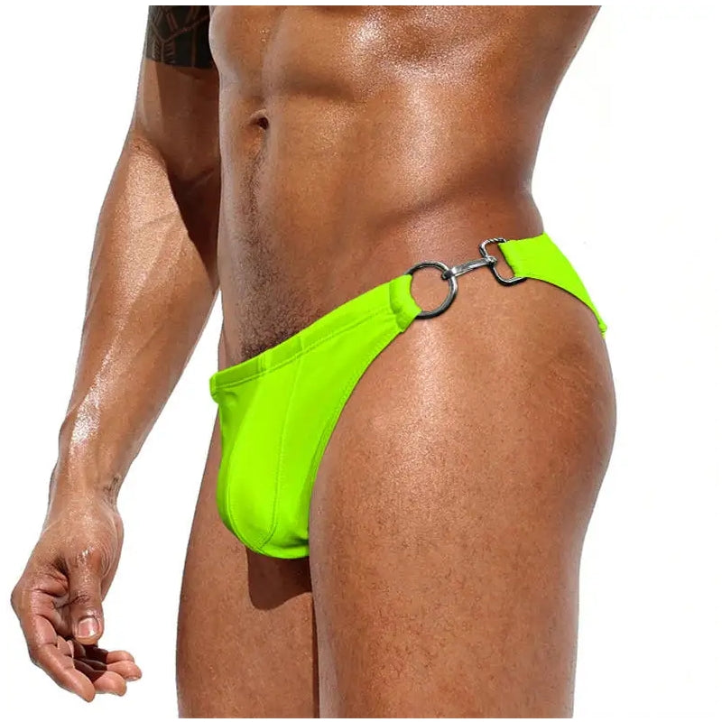 Men Bikini Waist Metal Buckle Beach Shorts Swimsuit - Tophatter Daily Deals