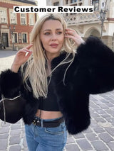 Gradient Cropped Faux Fur Coats Coats & Jackets - Tophatter Daily Deals