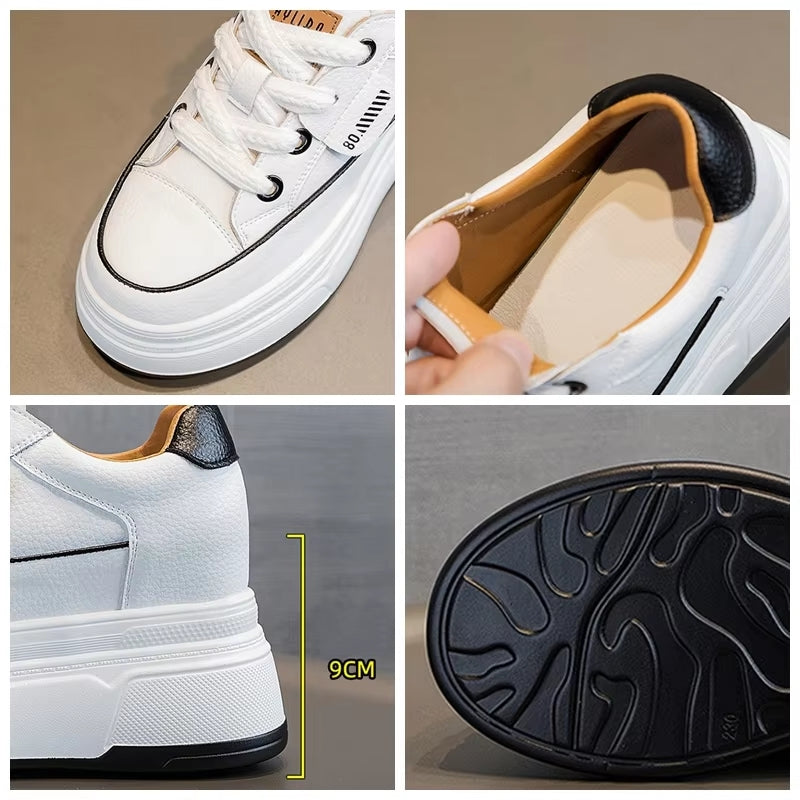 Cow Suede Genuine Leather Platform Shoes 9cm High Heel Sneaker - Tophatter Daily Deals