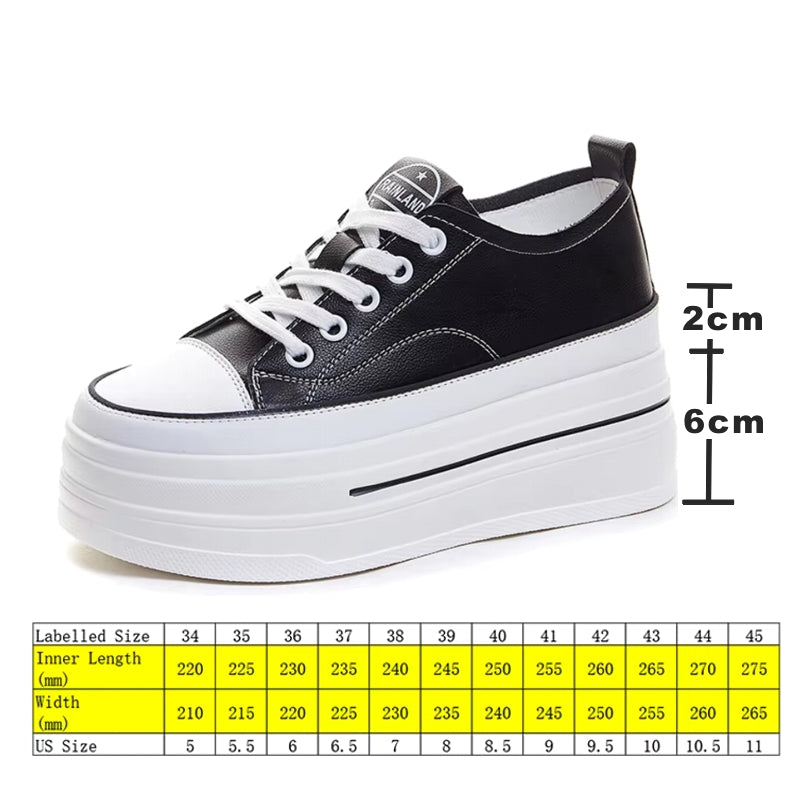 Women Chunky Leather Sneaker Loafer Shoes 8cm High Heel Sneaker - Tophatter Daily Deals