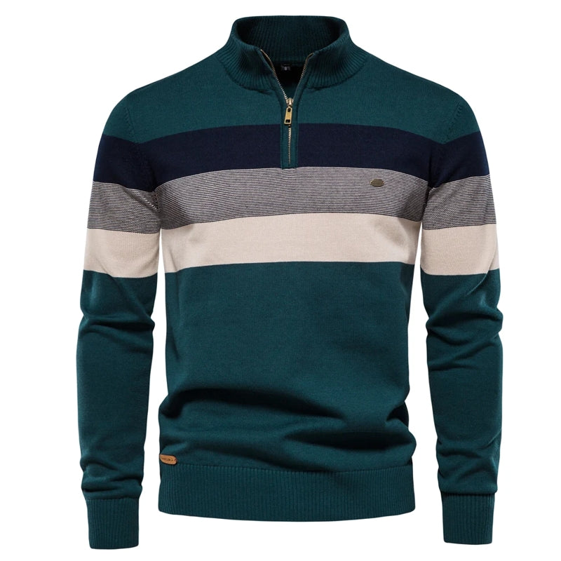Casual Zipper Mock Neck Sweater for Men Army Green Men's Clothing - Tophatter Daily Deals