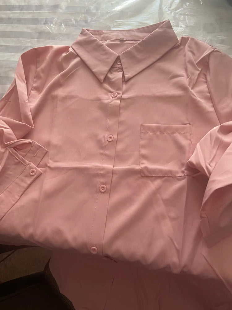 Fashion Long Solid Shirt Women Blouse Blouses - Tophatter Daily Deals