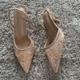 Elegant high heel slip-on pointed toe sandals 7cm heels - Tophatter Daily Deals