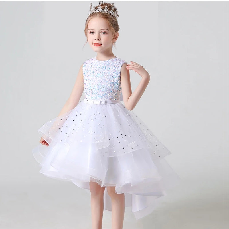 3-13 years Sequin Lace Tuxedo Dress for girls White kids clothing - Tophatter Daily Deals