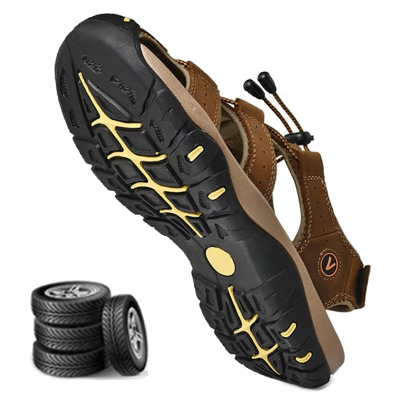 Summer Men Sandals Leather Beach Shoes Men Sandals - Tophatter Daily Deals