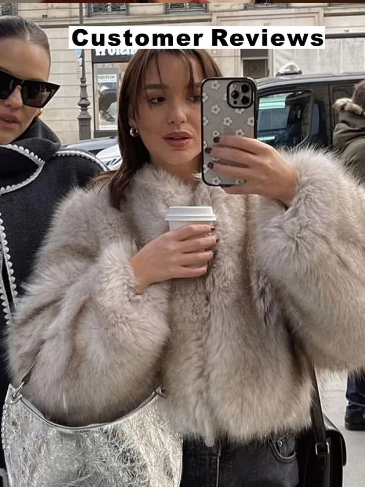 Gradient Cropped Faux Fur Coats Coats & Jackets - Tophatter Daily Deals