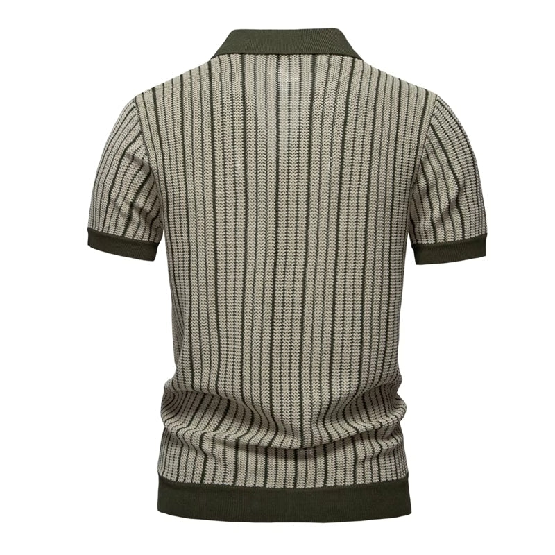 Men Striped Breathable Polo Shirt Men T-Shirts - Tophatter Daily Deals
