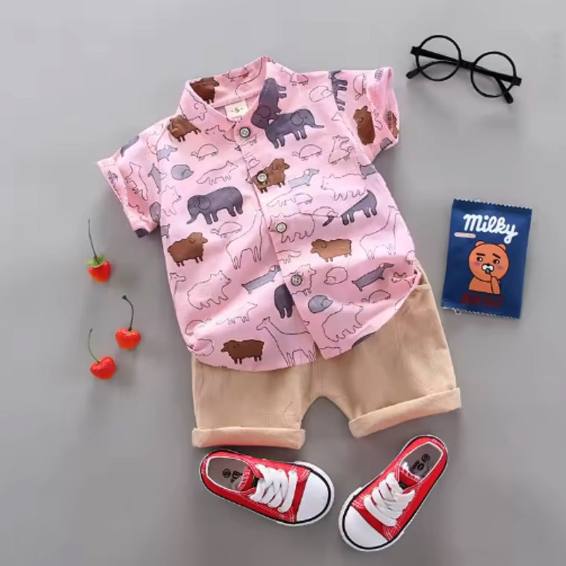Summer Casual Clothes Set Top Shorts Pink kids clothing - Tophatter Daily Deals
