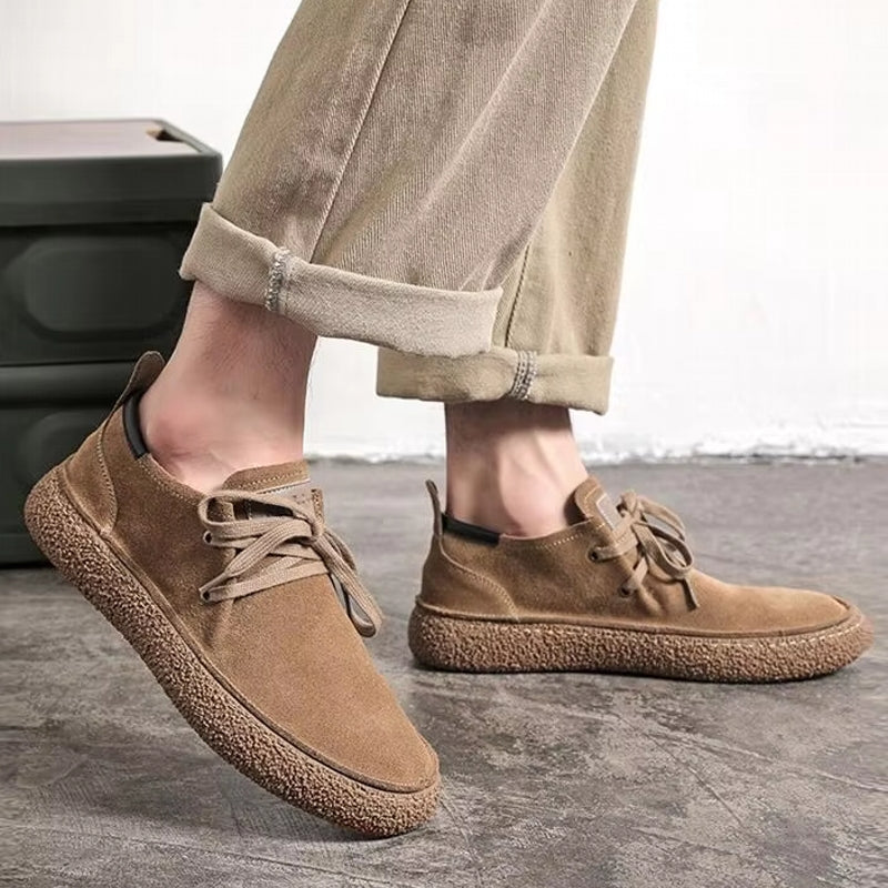Men Suede Genuine Leather Casual Shoes khaki Men Shoes - Tophatter Daily Deals