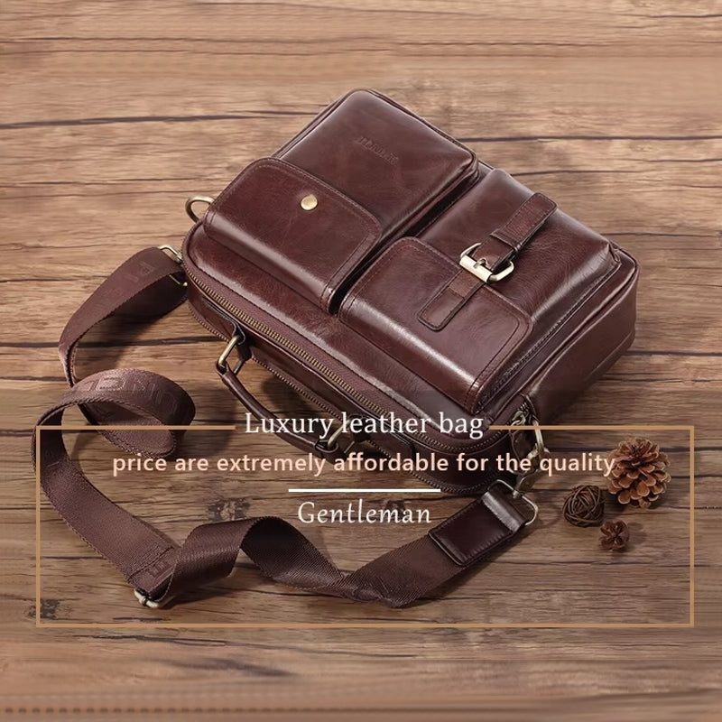 Cowhide Casual Handbag Tote Briefcase Bag - Tophatter Daily Deals