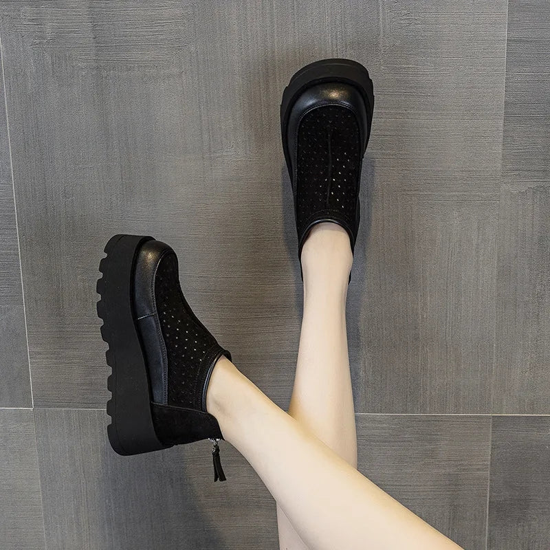 Women Suede Cow Causal Shoes Wedge Flats 6CM Casual Women Shoes - Tophatter Daily Deals