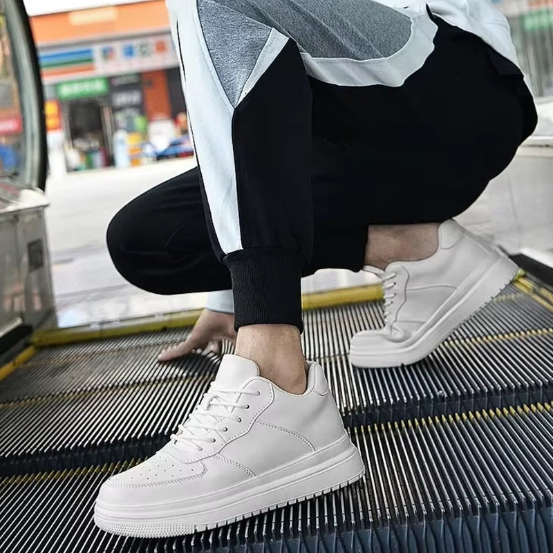 White 6cm Height Increasing Shoes for Unisex High Heel Sneaker - Tophatter Daily Deals