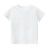 Summer Solid Color Children Cotton T-shirt 2-10Y White kids clothing - Tophatter Daily Deals