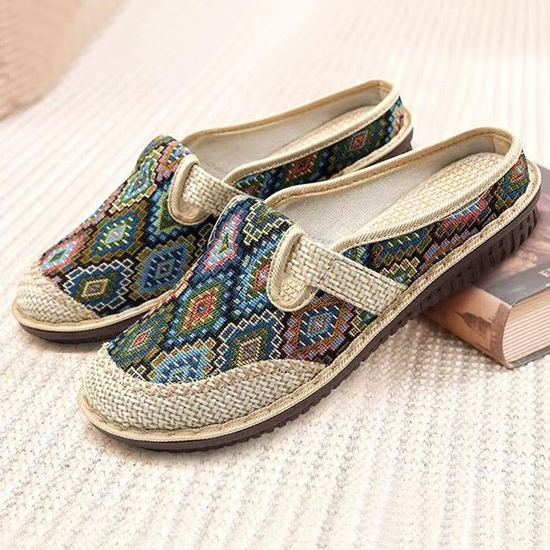 Ethnic Style Casual Slippers Shoes for Women Green Slippers - Tophatter Daily Deals