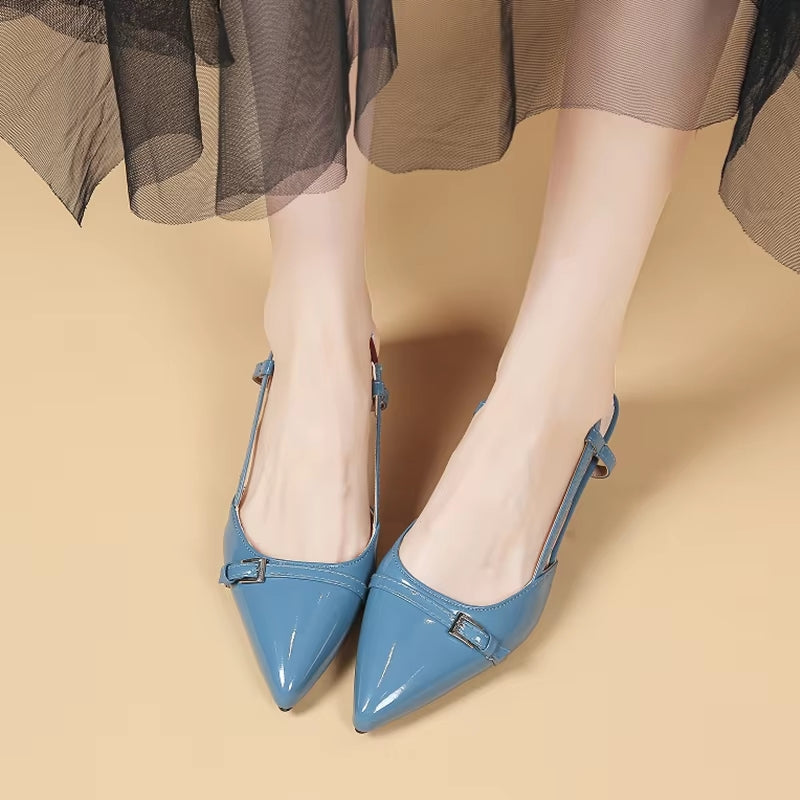 Sexy Mid Heels Party Patent Pumps Heel Shoes - Tophatter Daily Deals