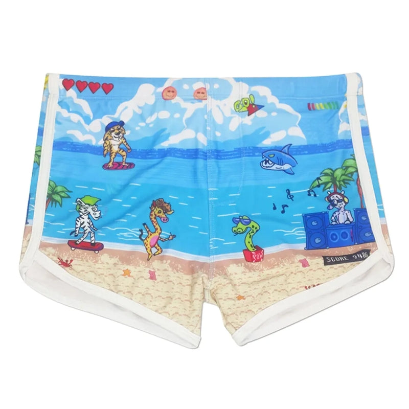 Swimwear Blue Printed Trunk Men Sexy Boxer Shorts Swimsuit - Tophatter Daily Deals