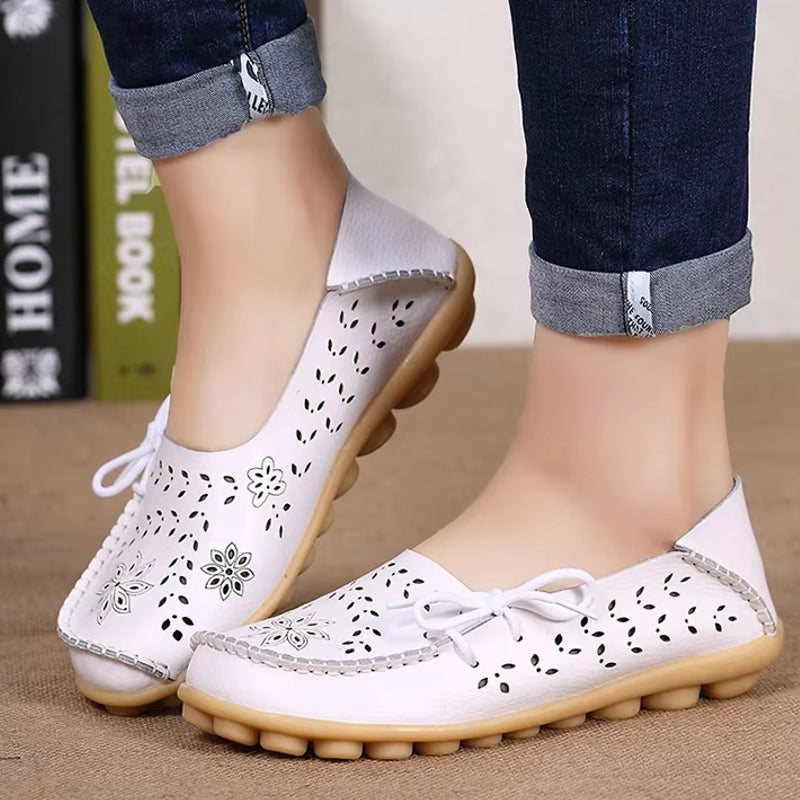 Women Casual Shoes Breathable Leather Loafers Women Shoes - Tophatter Daily Deals