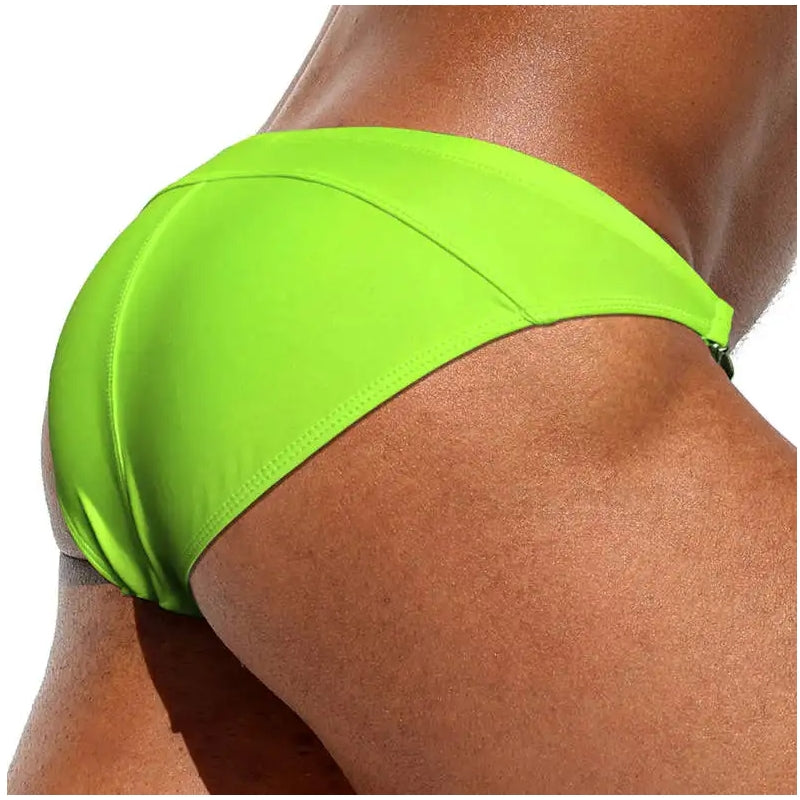 Men Bikini Waist Metal Buckle Beach Shorts Apple Green Swimsuit - Tophatter Daily Deals