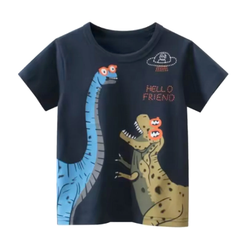 Summer Children Clothing Cartoon Dinosaur T-Shirts Blue kids clothing - Tophatter Daily Deals