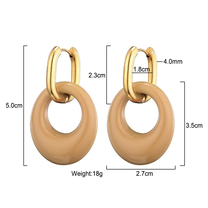 Fashion Hollow Oval Acrylic Resin Pendant Hoop Earrings Earrings - Tophatter Daily Deals
