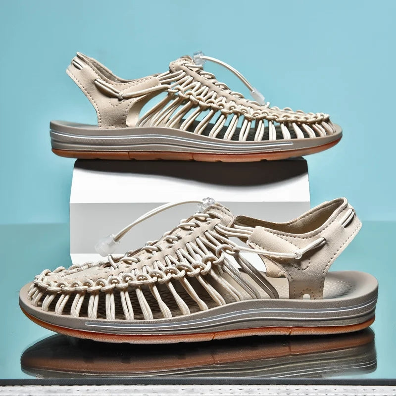 Fashion Handmade Weaving Design Beach Couples Sandals Men Sandals - Tophatter Daily Deals