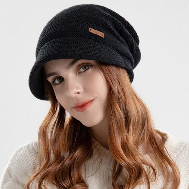 Winter Soft Plush Knitted Hat Black Cap - Tophatter Daily Deals