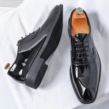 Patent Leather Men's Shoes Pointed Oxford Black Men Dresses Shoes - Tophatter Daily Deals