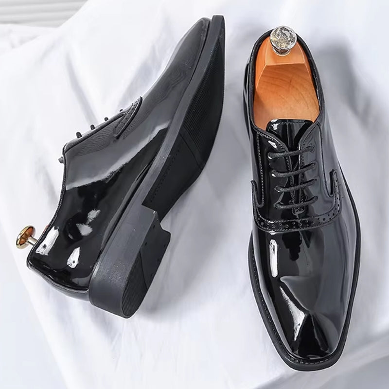 Patent Leather Men's Shoes Pointed Oxford Black Men Dresses Shoes - Tophatter Daily Deals