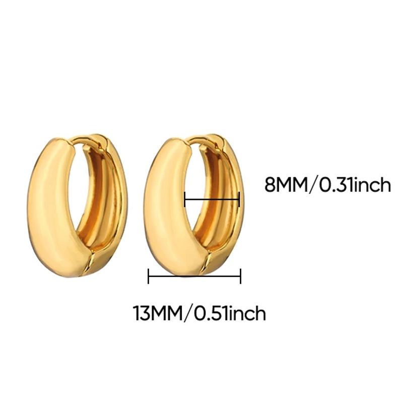 Retro style Chunky Gold Hoop Earrings for Women 8x13mm Earrings - Tophatter Daily Deals