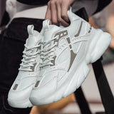 Unisex Men Increase Insole 8cm Sneaker White High Heel Sneaker - Tophatter Daily Deals