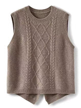 Women 100% Pure Wool Round Neck Vest Brown Blouses - Tophatter Daily Deals