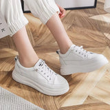 Versatile White Sneakers 4.5cm Platform Flats High Heel Sneaker - Tophatter Daily Deals