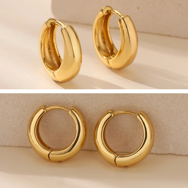 Retro style Chunky Gold Hoop Earrings for Women Earrings - Tophatter Daily Deals