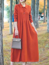 Women's Long Polo Neck Loose Over Knee Dress Midi Dresses - Tophatter Daily Deals