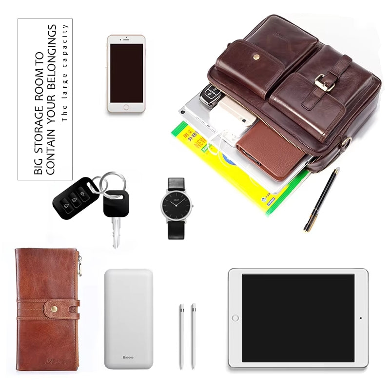 Cowhide Casual Handbag Tote Briefcase Bag - Tophatter Daily Deals