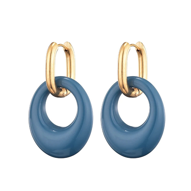 Fashion Hollow Oval Acrylic Resin Pendant Hoop Earrings Earrings - Tophatter Daily Deals