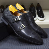 Calf Leather Comfortable Monk Strap Classic Crocodile Pattern Formal Shoes Men Dresses Shoes - Tophatter Daily Deals