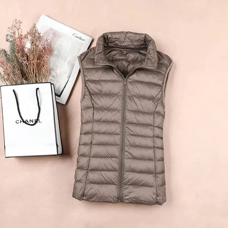 Duck Down Jacket Women Puffer Jacket Vest khaki Coats & Jackets - Tophatter Daily Deals