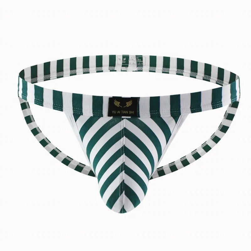 Men Sexy Thong Striped Cotton Erotic Panties Green Men Briefs - Tophatter Daily Deals