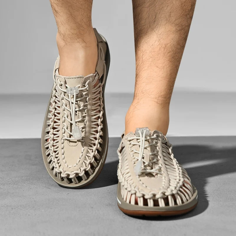 Fashion Handmade Weaving Design Beach Couples Sandals Men Sandals - Tophatter Daily Deals