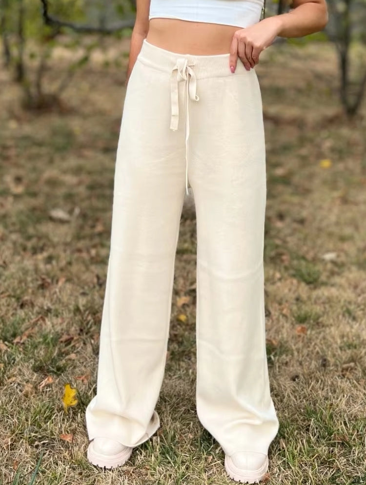 Loose Wool Knitted Wide-leg Trousers for Women Pants - Tophatter Daily Deals