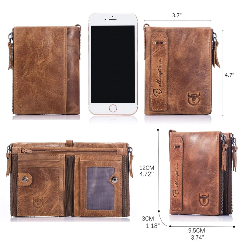Genuine Leather Wallet for Men Vintage Bifold Wallets - Tophatter Daily Deals