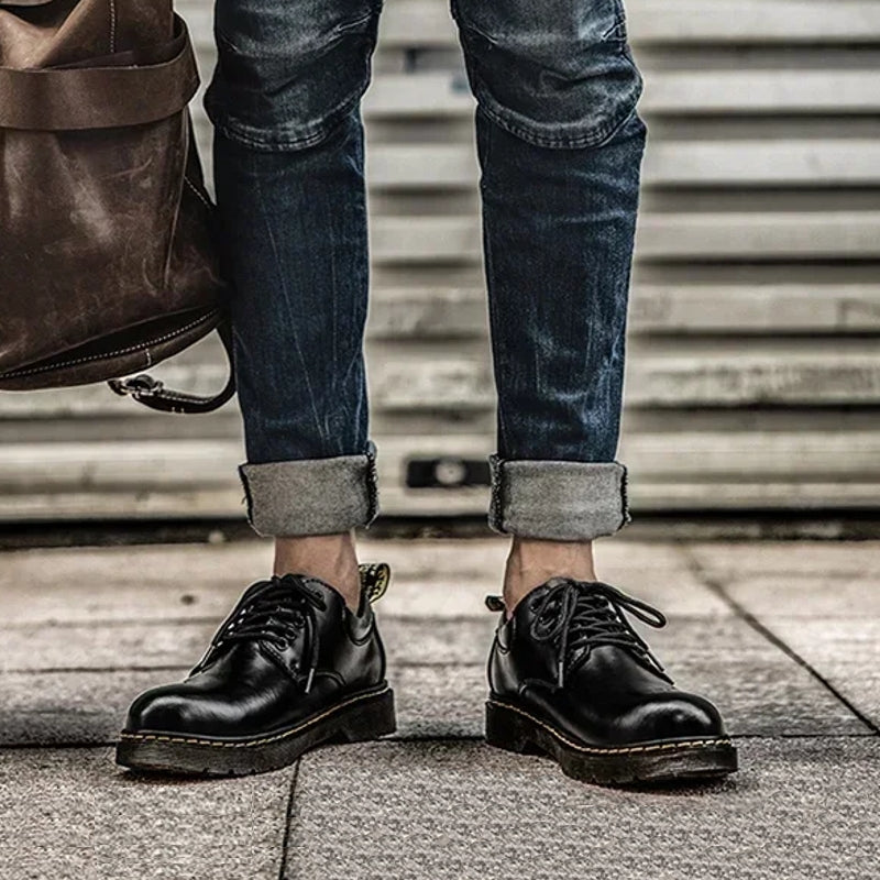 Men Genuine Leather Round Toe Walking Shoes Men Dresses Shoes - Tophatter Daily Deals