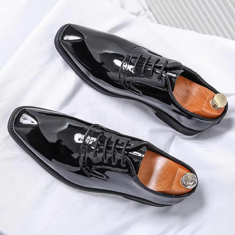 Patent Leather Men's Shoes Pointed Oxford Men Dresses Shoes - Tophatter Daily Deals