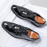 Patent Leather Men's Shoes Pointed Oxford Men Dresses Shoes - Tophatter Daily Deals