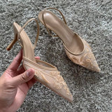 Elegant high heel slip-on pointed toe sandals 7cm heels - Tophatter Daily Deals
