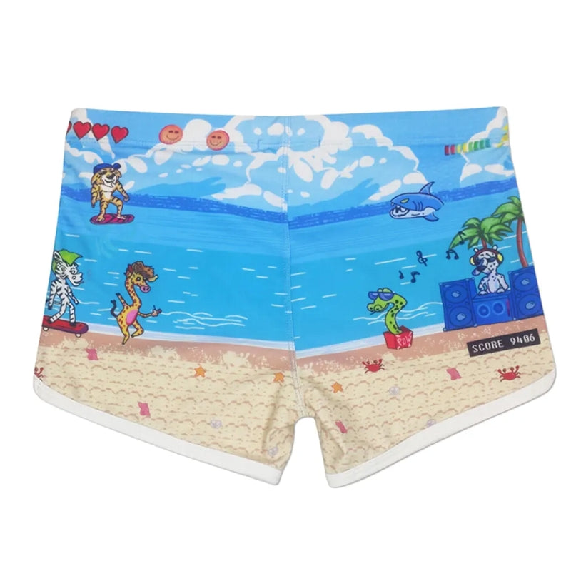 Swimwear Blue Printed Trunk Men Sexy Boxer Shorts Swimsuit - Tophatter Daily Deals