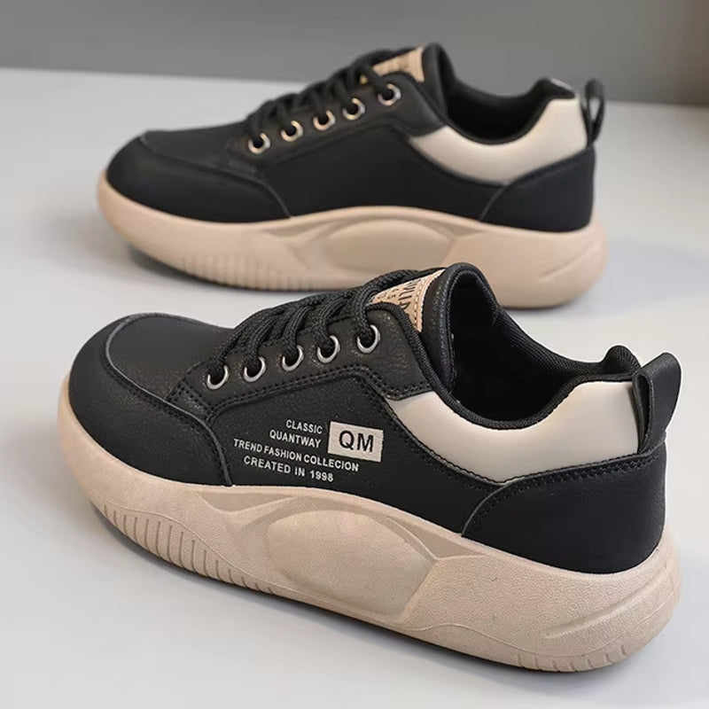 Women Casual Board Shoes Elevated Shoes Black High Heel Sneaker - Tophatter Daily Deals