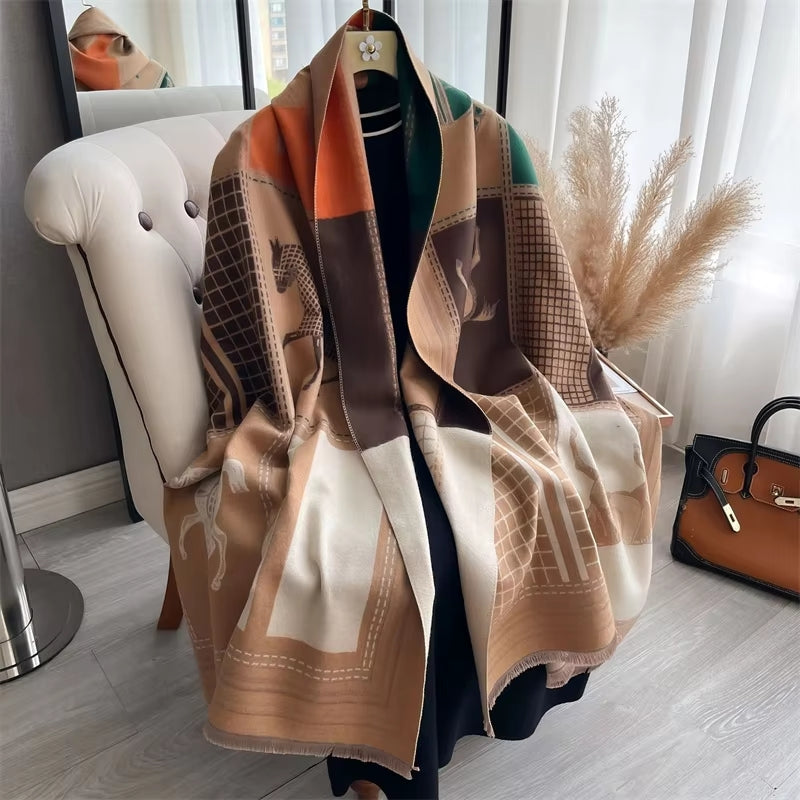 Women Warmer Winter Cashmere Wraps Tan Shawl Scarf - Tophatter Daily Deals