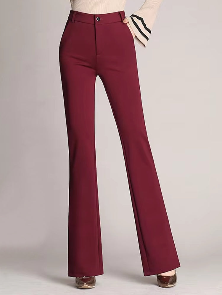 Women Pants Autumn Casual Wide Leg Flared Pants Red Pants - Tophatter Daily Deals